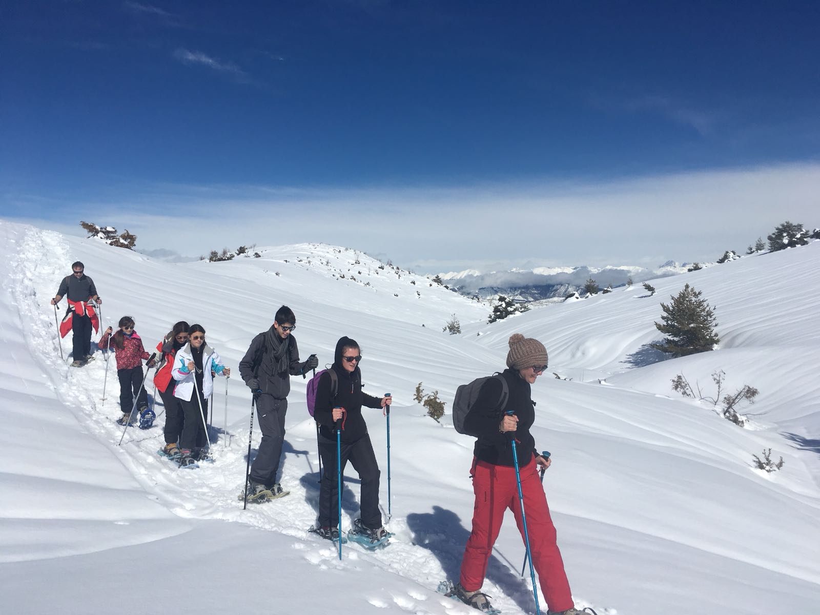 Groupe en raquettes dans le secteur de Gréolières-les-Neiges