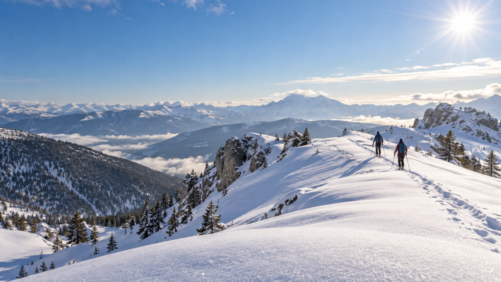 Crêtes enneigées de Fourneuby au-dessus de Gréolières-les-Neiges